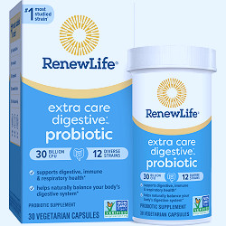 Renew Life Extra Care Digestive Adult Probiotic, 30 Billion CFU Per  Capsule, 12 Strains, 30 ct.* - Walmart.com